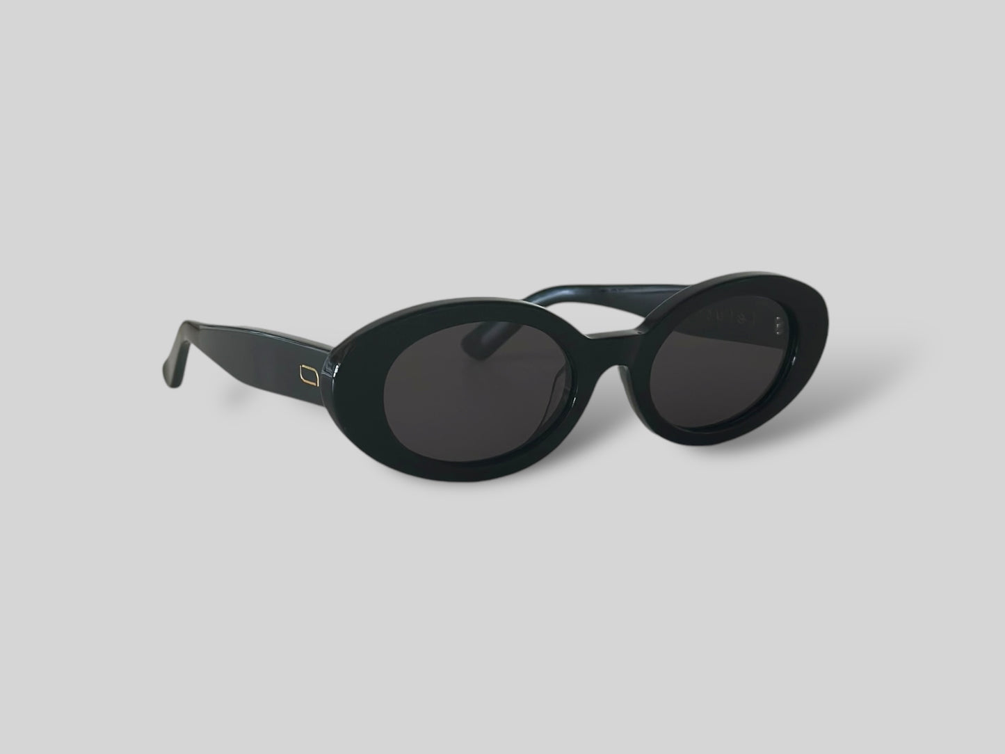 Bambi Oval Polarised Acetate Sunglasses Black Side Angle