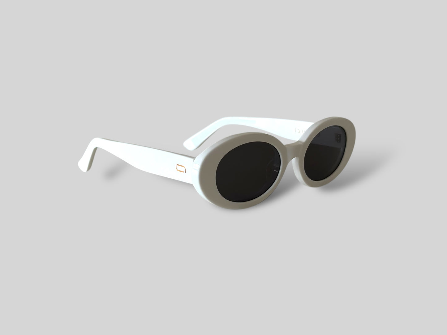 Bambi Oval Polarised Acetate Sunglasses White Side Angle