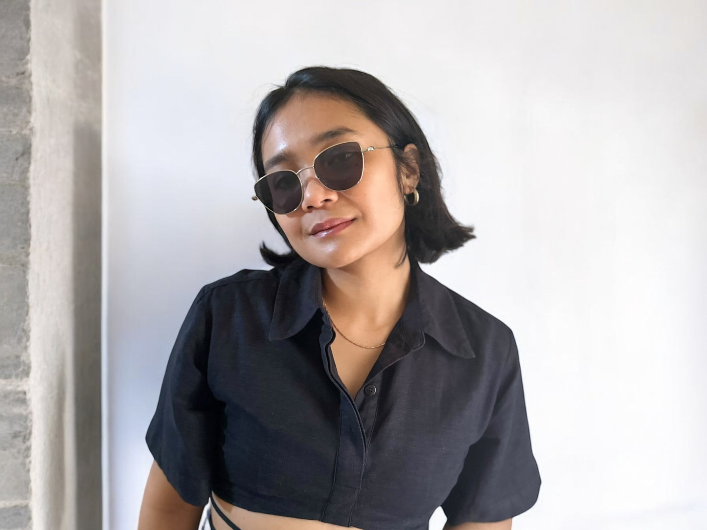 Gigi Gold Cat Eye Polarised Sunglasses On Model