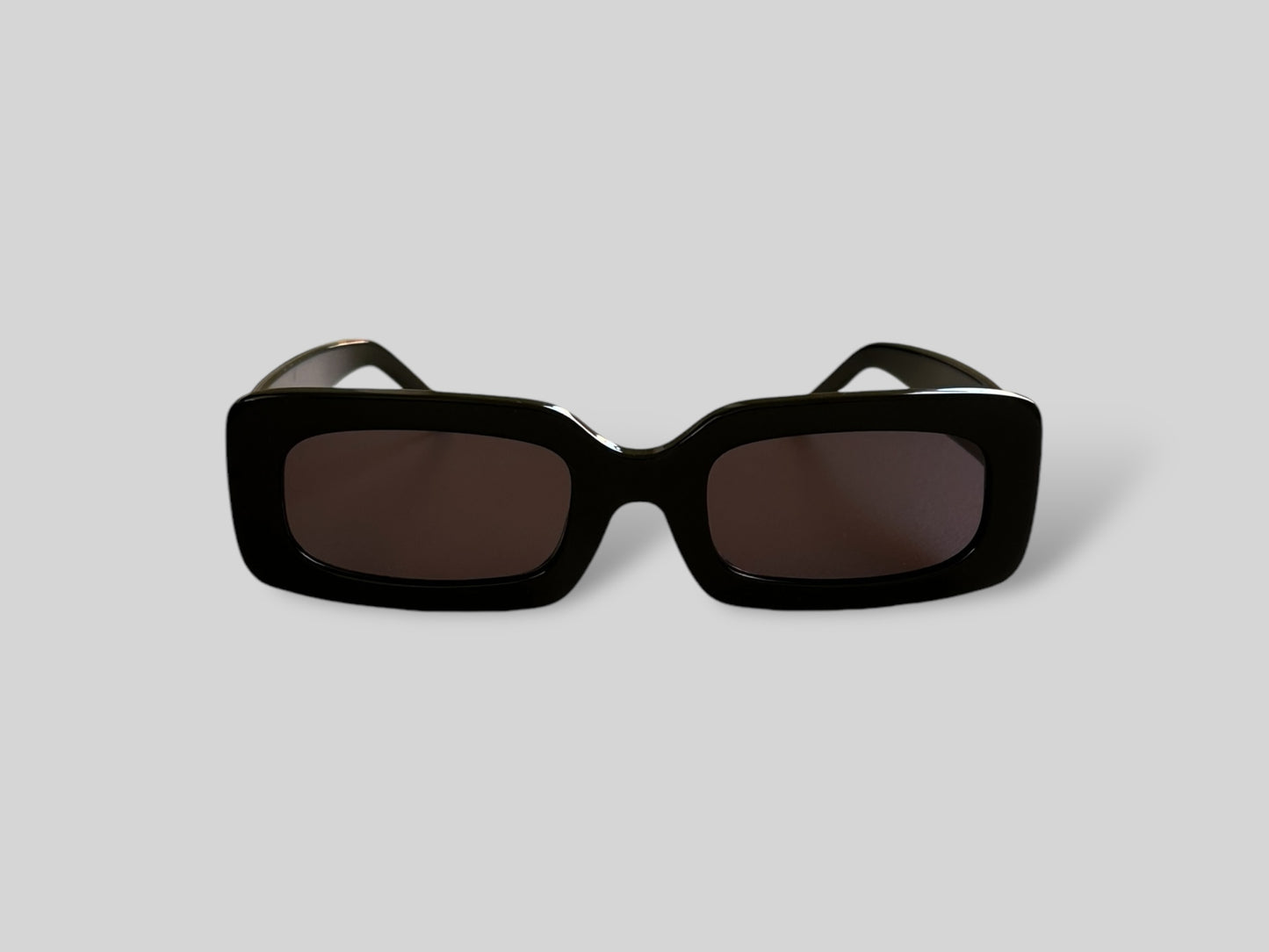 Lydia Rectangular Acetate Sunglasses Black Front Angle