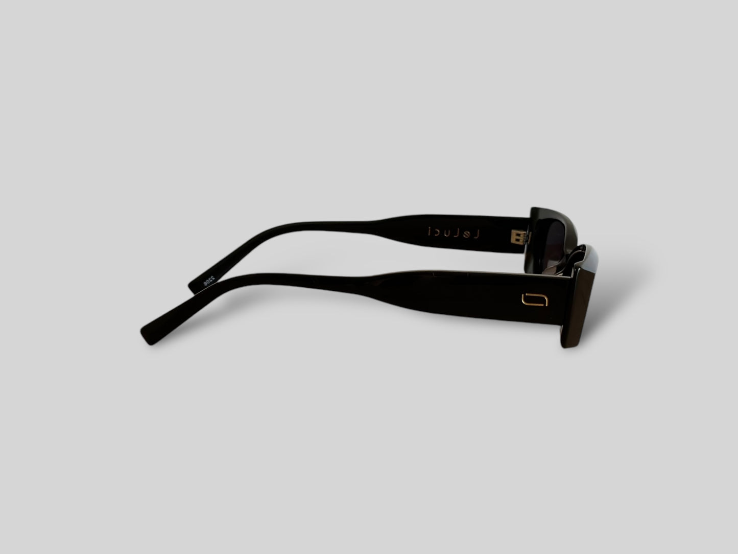 Rata Rectangular Polarised Acetate Sunglasses Black