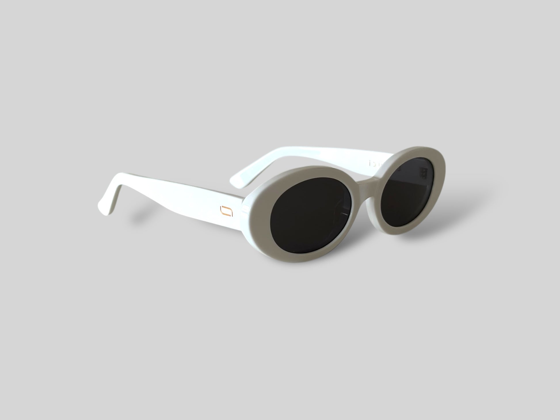 Bambi Oval Polarised Acetate Sunglasses White Side Angle