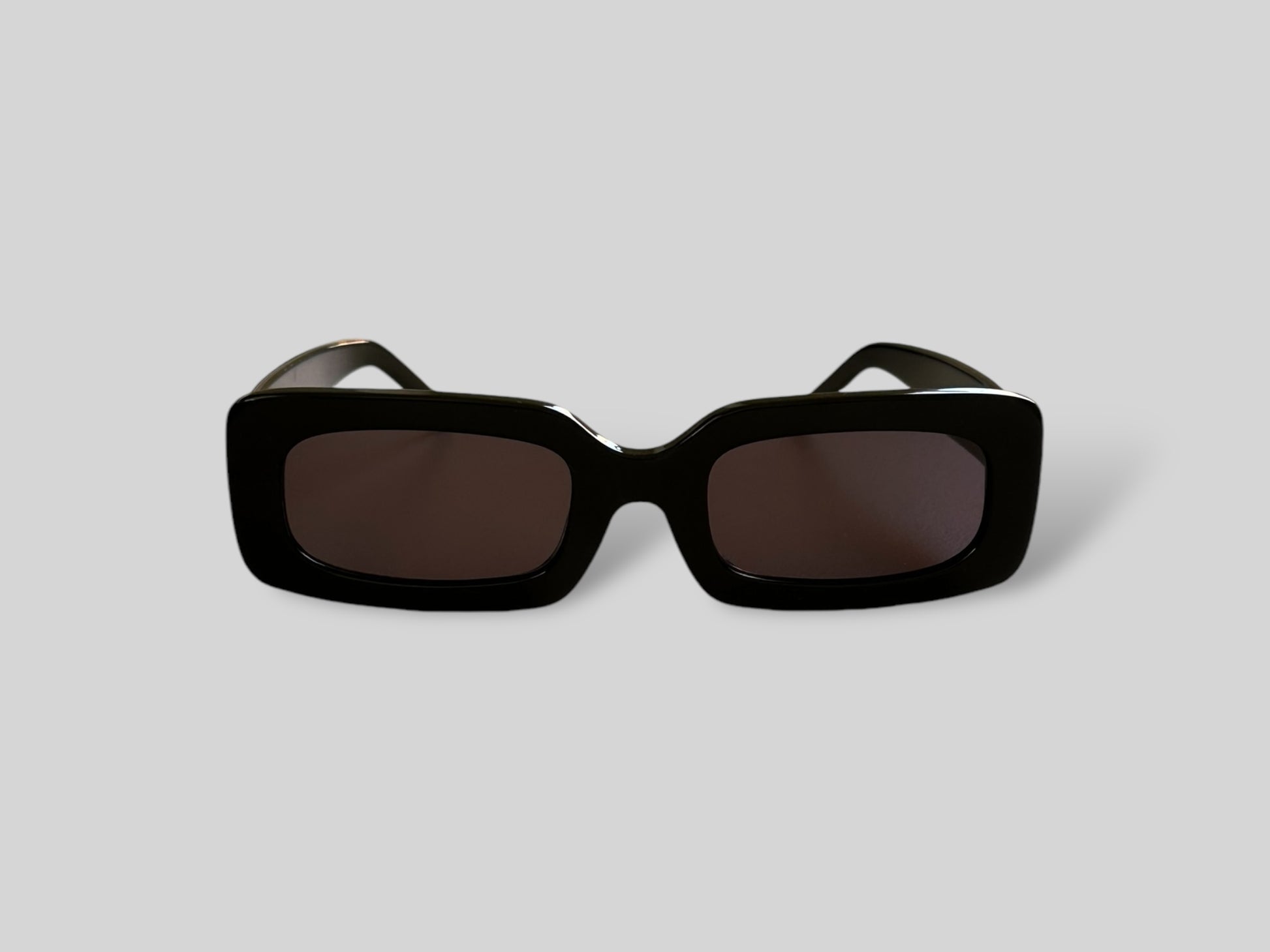 Lydia Rectangular Acetate Sunglasses Black Front Angle