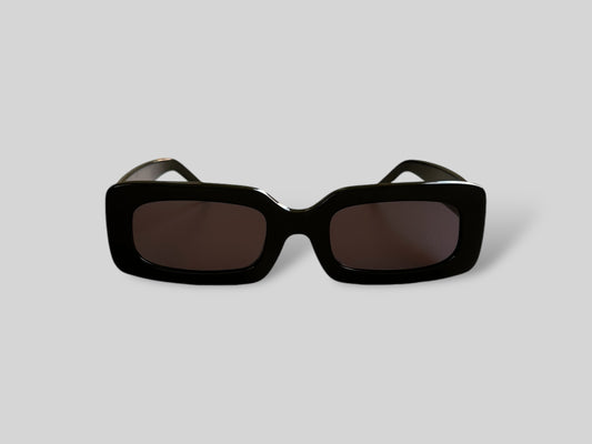 Lydia Rectangular Acetate Sunglasses Black Front Angle