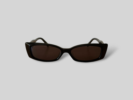 Rata Rectangular Polarised Acetate Sunglasses Black Front Angle